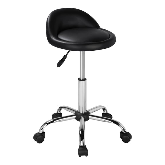 Height Adjustable Rolling Swivel Task Chair, Hydraulic Ergonomic Stool with Backrest and Wheels for Home Office Use, Black