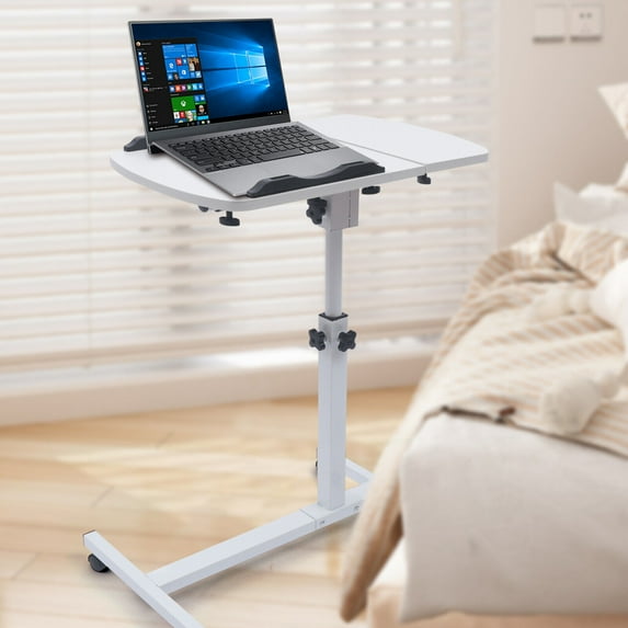 Height Adjustable Rolling Table Laptop Notebook Stand Tiltable Table Top Desk Sofa Bed Side Table Suitable for Bedroom Living Room Study Office Conference Room to Place Computers Projectors Books