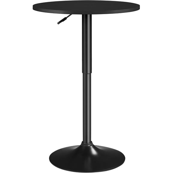 Height Adjustable Round Pub Table, Counter Height Bar Table with 360 Swivel MDF Top, Tall Cocktail Table for Bistro, Kitchen, Patio, Black
