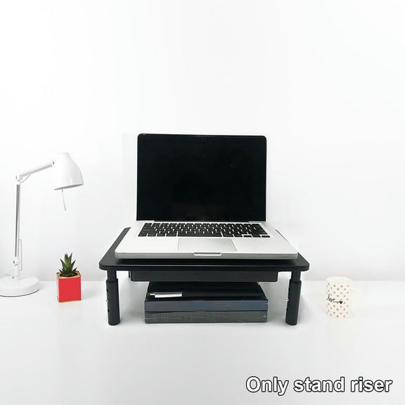 Height Adjustable Save Space Desktop Laptop With Drawer Mesh Platform Universal Non-Slip Home Black Monitor Stand Riser Office
