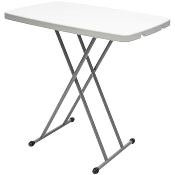 Height Adjustable Small Folding Table, 29.5/25.2/18.5 Inch Tall Outdoor Indoor Foldable Table, Portable Plastic Dining Utility Table, White$$Furniture
