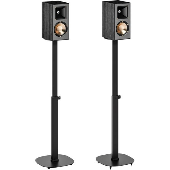 Height-Adjustable Speaker Stand Pair from 28.6" to 46.1",22lbs Capacity,Bookshelf Speaker Stands for Surround Sound, Two Feet Avaliable, Easy Installation, Black