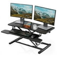 thumbnail image 1 of Height Adjustable Stand Up Desk Converter 32 Inch, Laptop Sit Stand Desk Riser for Table Tops and Home Office with Keyboard Tray, Black, 1 of 7