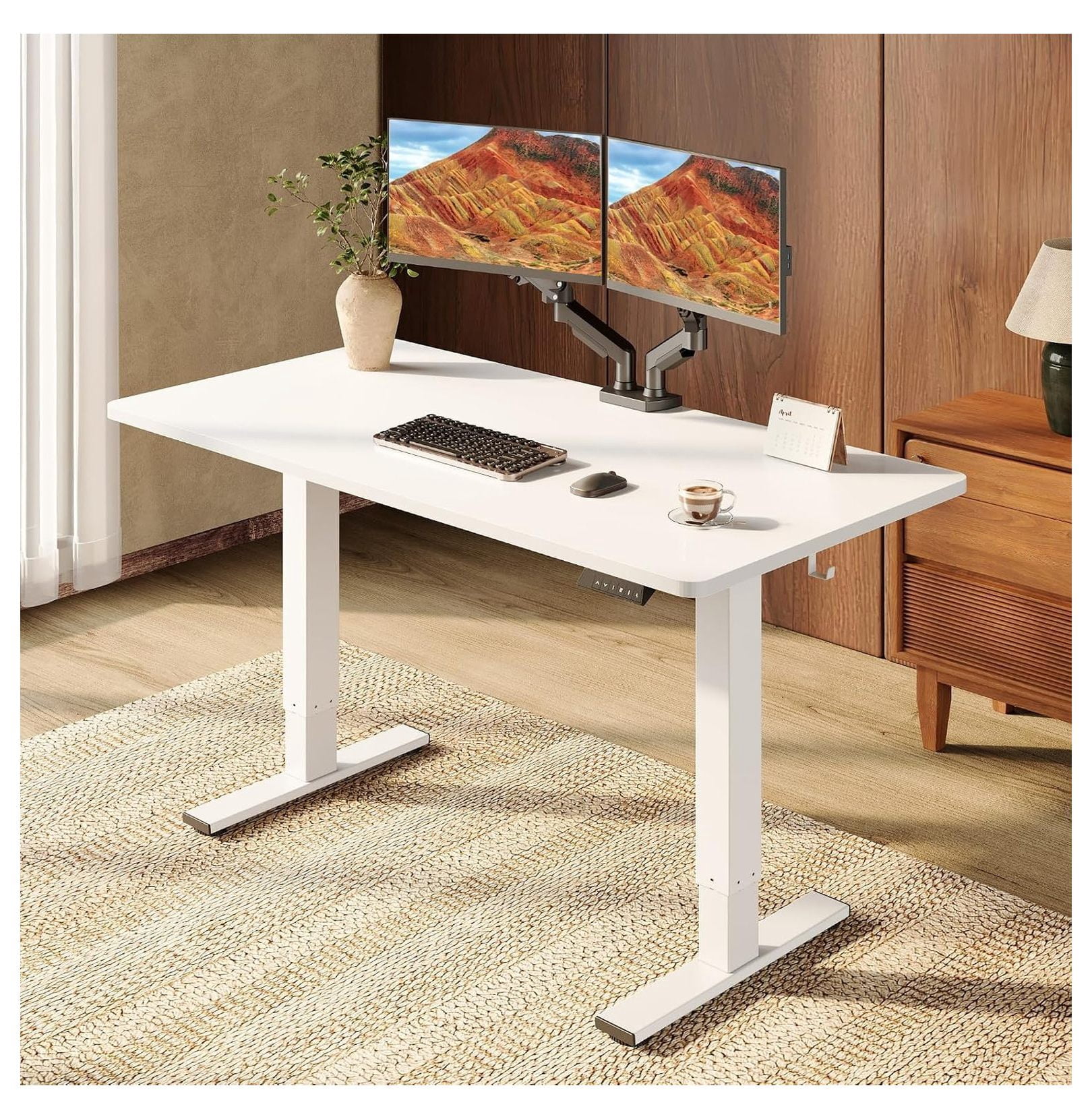 Height Adjustable Standing Desk 55x28 Inch Sit Stand Workstation with 1 ...