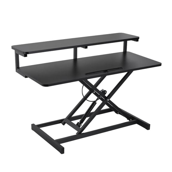 Height Adjustable Standing Desk Converter, 37" Quick Sit to Stand Tabletop Workstation with Wide Keyboard Tray for Home Office Computer, Black