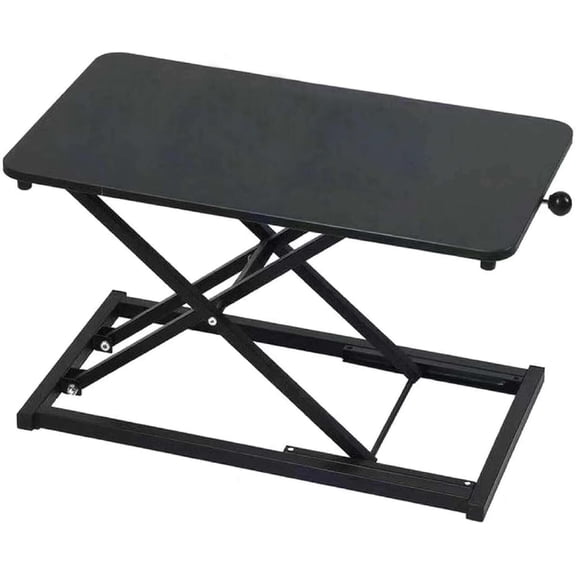 Height Adjustable Standing Desk Converter, Ergonomic Sit Stand Desk Riser with X-Lift Structure, 23.6 x 13.3 Inch Portable Desktop Workstation, Keyboard Stand for Laptop Monitor, Black