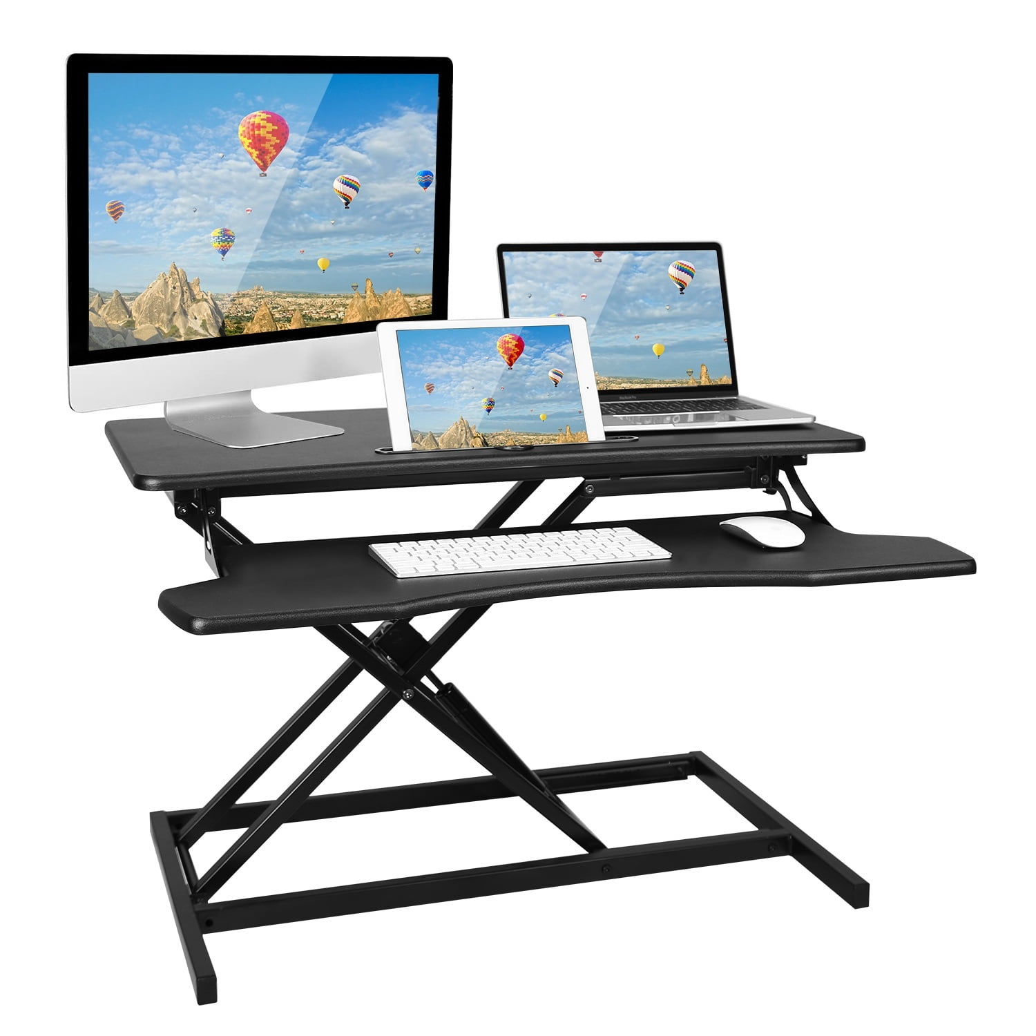 Stnding Risers Height Adjustable Standing Desk Converter with Keyboard Tray, Sit Stand ...
