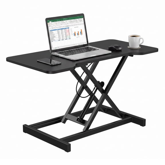 Height Adjustable Standing Desk Converter, Pneumatic SingleTop Laptop Desk Stand, 15.8Inch Wide SittoStand Monitor Riser, Computer Workstation for Home & Office Use