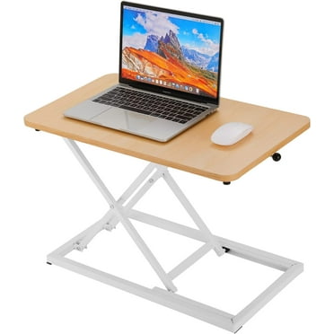 Height Adjustable Standing Desk Converter, Stand Up Desk Converter for Home Office, Gas Spring Computer Workstation for Monitor Or Laptop (Wood-23.6Inch)