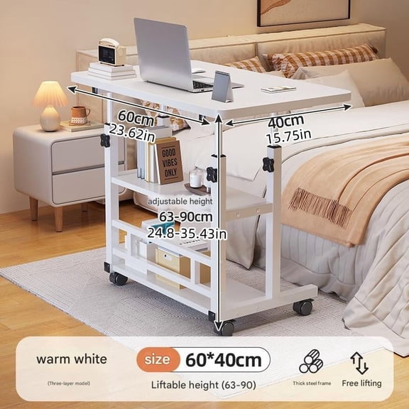 Height Adjustable Standing Desk, Mobile Computer Table with Wheels for Home Office