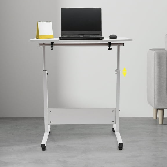 Height Adjustable Standing Desk, Portable Laptop Desk with Wheels, Rolling Computer Stand with 180 Tilting Top, Presentation Podium