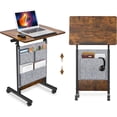 thumbnail image 1 of Height Adjustable Standing Desk with Storage Bag widths16 in Length 24 in, Portable Rolling Mobile Stand Up Table with Wheels, 360 Degree Flip Laptop Computer Desk for Home Office, Rustic Brown, 1 of 9