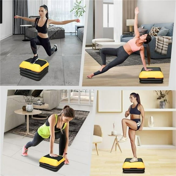 Height-Adjustable Step Aerobics Platform, Fitness Equipment Stepper Trainer with 4 Riser