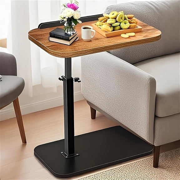 Height-Adjustable Swivel Side Table for Sofas - 360° Rotating C-Shaped Couch/Bed Table, TV Tray, Laptop Stand, Breakfast/Study Desk