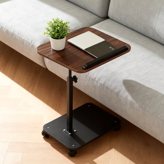 Height-Adjustable Swivel Side Table for Sofas - 360° Rotating C-Shaped Couch/Bed Table, TV Tray, Laptop Stand, Breakfast/Study Desk