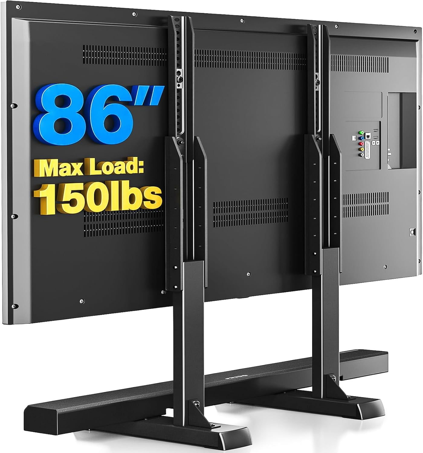 Black Adjustable Steel Table Top TV Stand with Cable Management