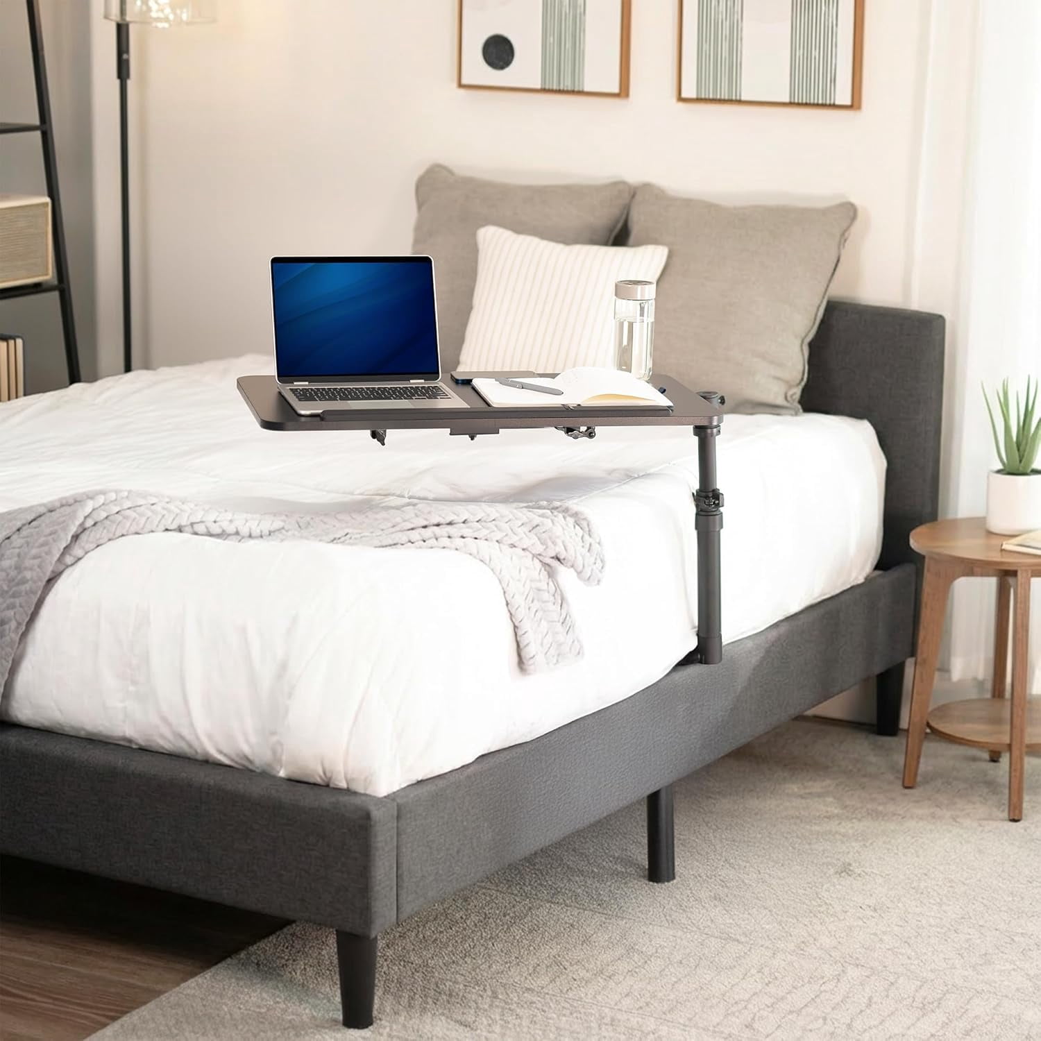 Height Adjustable Under Mattress Bedside Desk, Tilting Table for Laptop ...