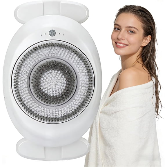 Height Adjustable Wall Mounted Bath Brush, Rechargeable Body Cleansing Massager with 4 Working Modes, Automatic Skin Exfoliating Shower Care Tool