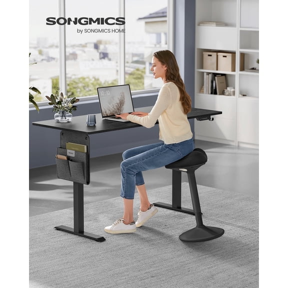 Height Adjustable Wobble Stool with 10° Tilt, 23.3-33.1 Inch Swivel Balance Chair for Standing Desk, Ink Black