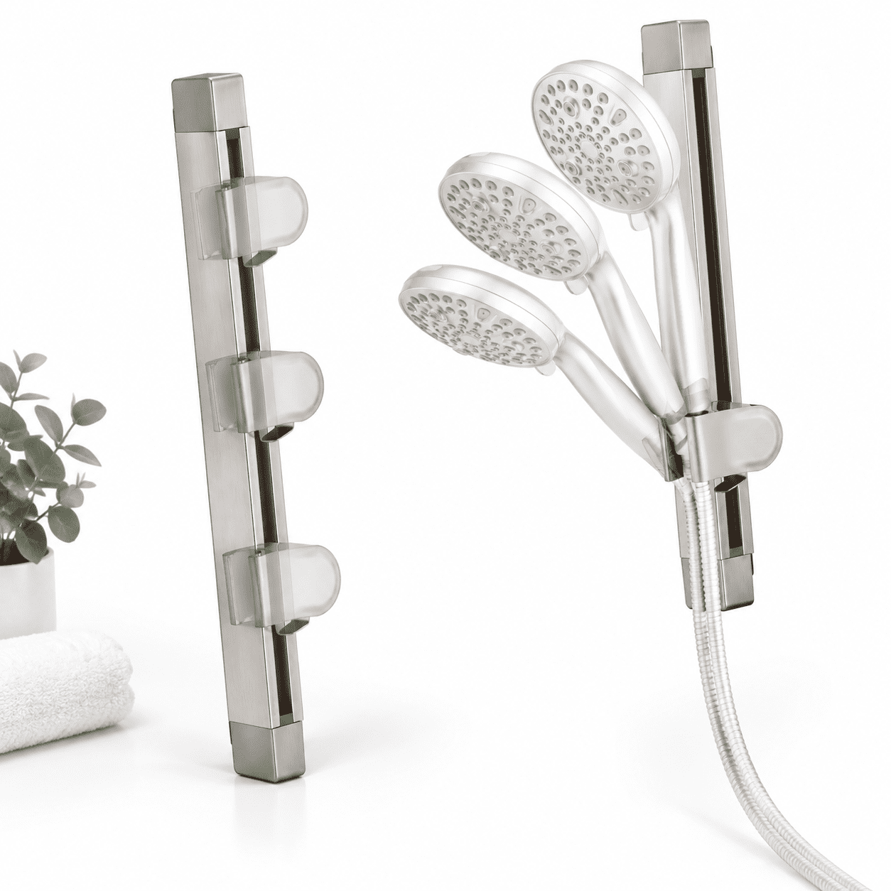 Height & Angle Adjustable Handheld Shower Head Holder, Metal Wall Mount ...