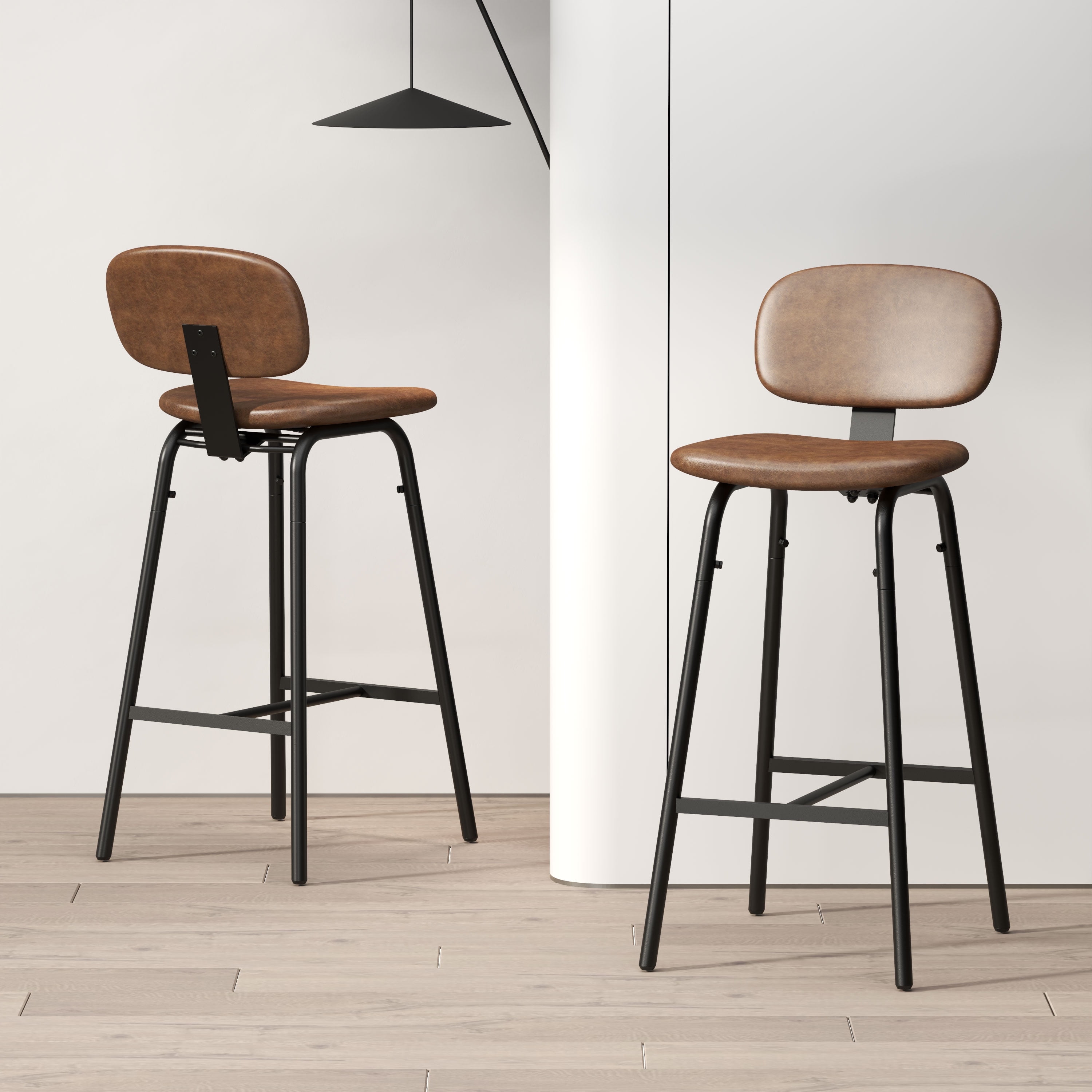 Height Bar Stools Pack, Dryfeedo Modern Bar Stools with Back, 28