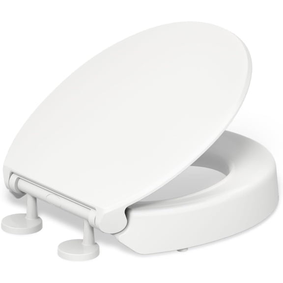 Height, Elevated Soft Close Elongated Toilet Seat, Contoured Seat with Grip-Tight Bumpers, Quick-Attach Hardware, No Slam Toilet Seat