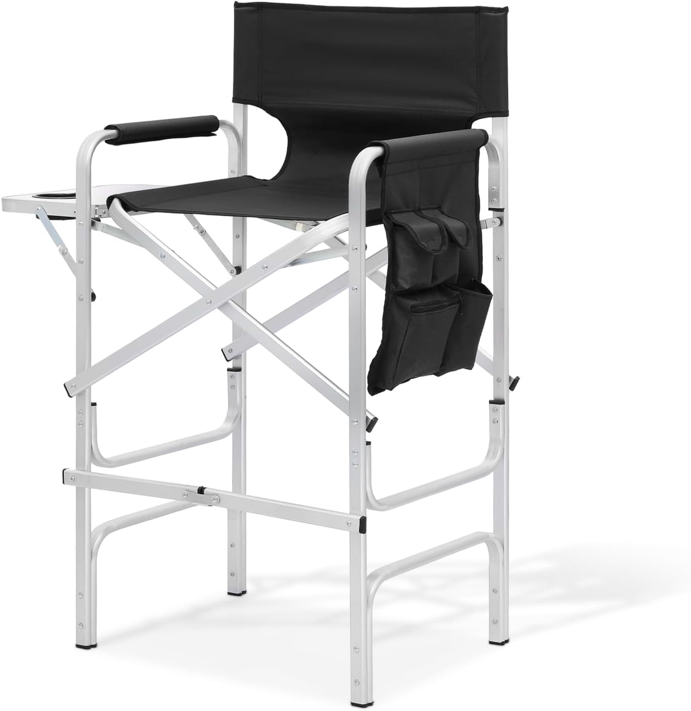 Height Folding Camping Tall Directors Chair With Side Table Foldable