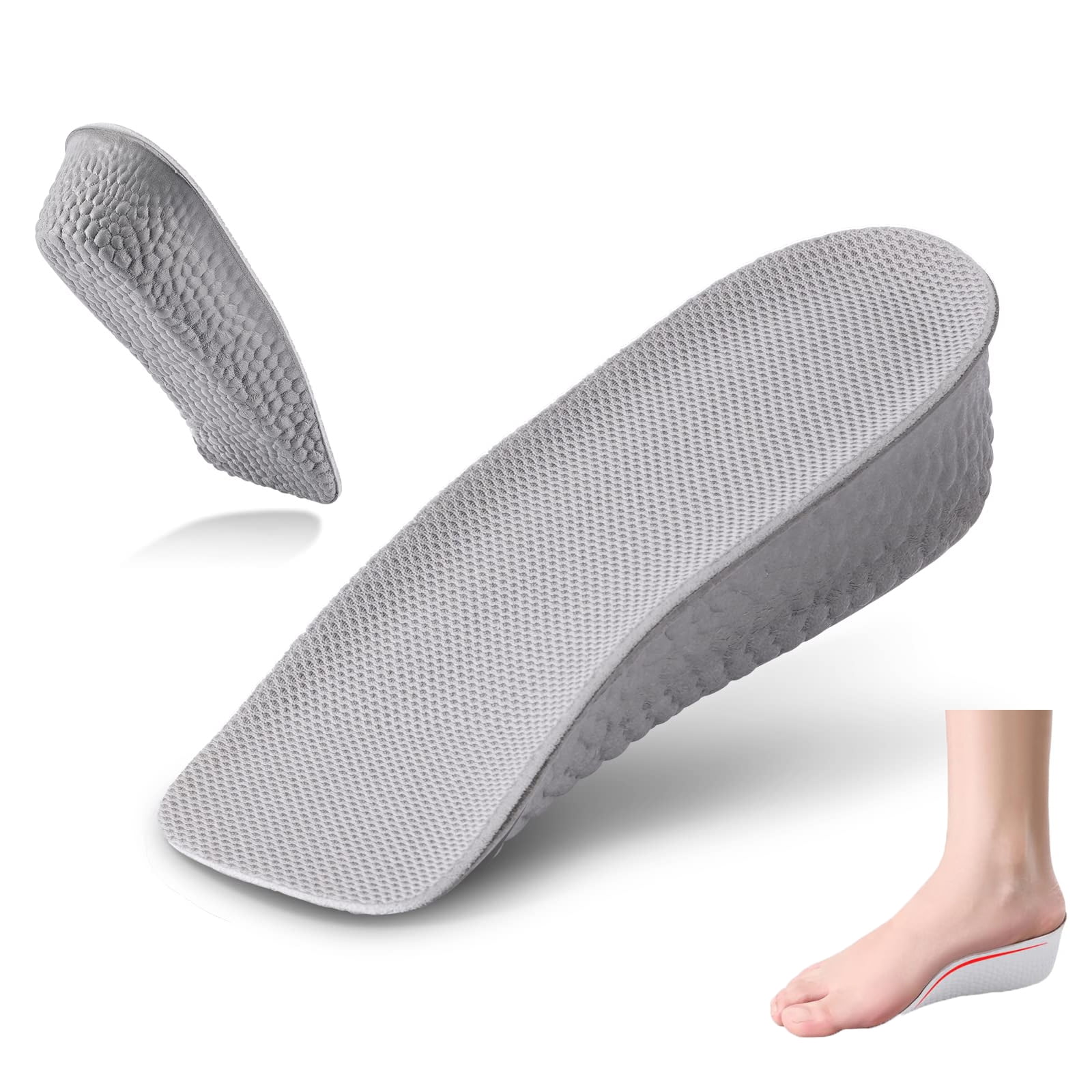Contoured Arch Support Height Increase Insoles -0.6 inch Orthopedic High Pads - Foot Arch ...