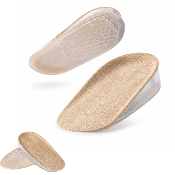 Height Increase Insoles for Men and Women, 1.4 Inch Silicone Gel Shoe Lifts, Shock Absorbing Heel Lift Inserts for Leg Length Discrepancy, Invisible Height Boost Insoles for Sneakers, Boots, Beige