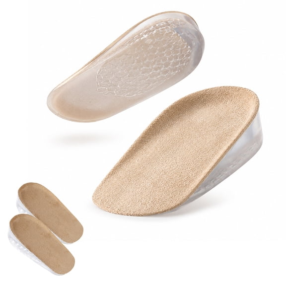 Height Increase Insoles for Men and Women, 1 Inch Silicone Gel Shoe Lifts, Shock Absorbing Heel Lift Inserts for Leg Length Discrepancy, Invisible Height Boost Insoles for Sneakers, Boots, Beige