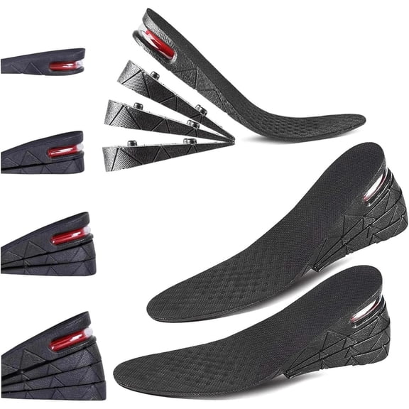 Height Increase Insoles for Men and Women | 4-Layer Adjustable Shoe Lifts (3cm, 5cm, 7cm, 9cm) | Breathable, Trimmable & Discrete Heel Lifts for Invisible Height Boost, 1 Pair