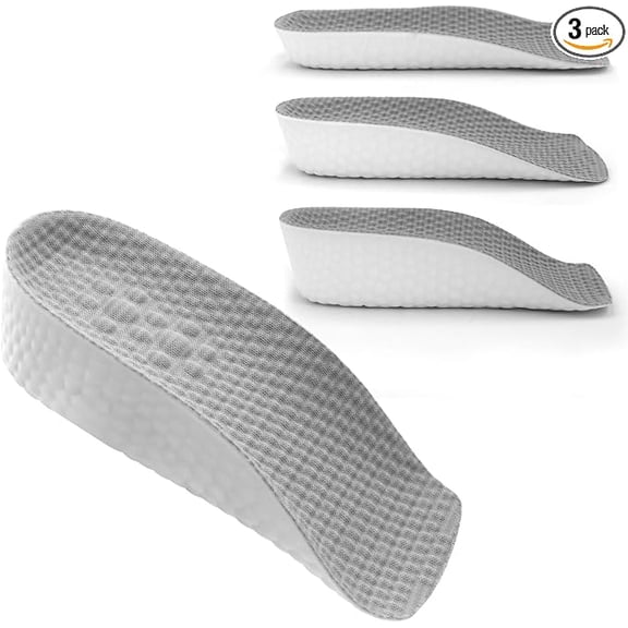 Height Increase Insoles for Men and Women, Foot Arch Contour Shoes Lifts for Men Orthopedic Heel Lift Cushion Gel Leg Discrepancy Balancer (Grey,3 Pairs - 1.5cm 2.5cm 3.5cm) (Grey)