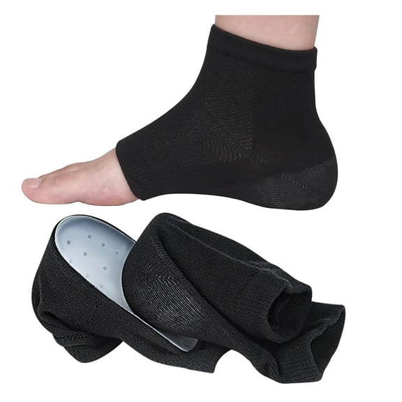 Height Increase Socks,Happon 1 Pair Height Max Socks, Comfortable Height Increase Insoles,Invisible Shoe Lift Heel Pads,Height Booster Socks for Women Men (Black)