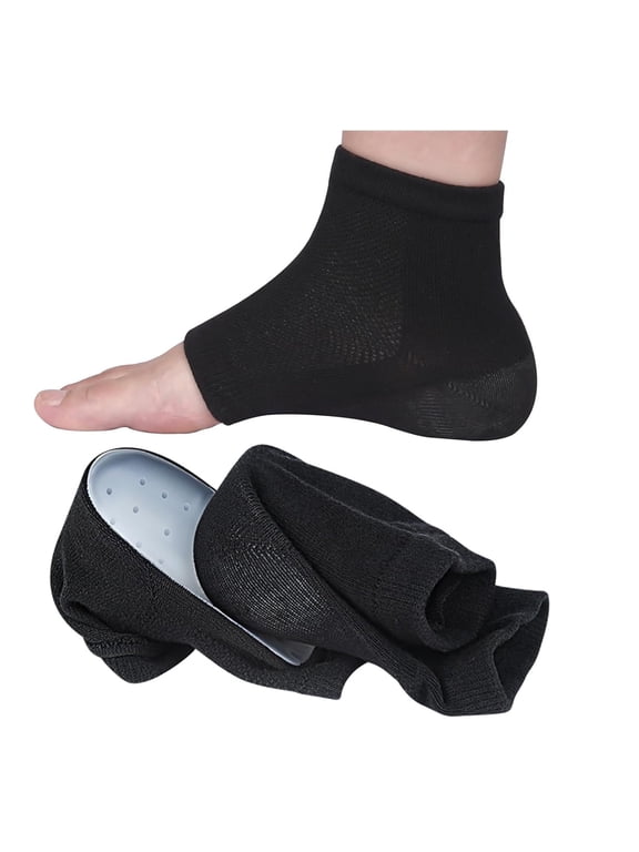 Height Increase Socks,Happon 1 Pair Height Max Socks, Comfortable Height Increase Insoles,Invisible Shoe Lift Heel Pads,Height Booster Socks for Women Men (Black)