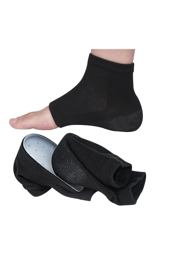 Height Increase Socks,Happon 1 Pair Height Max Socks, Comfortable Height Increase Insoles,Invisible Shoe Lift Heel Pads,Height Booster Socks for Women Men (Black)