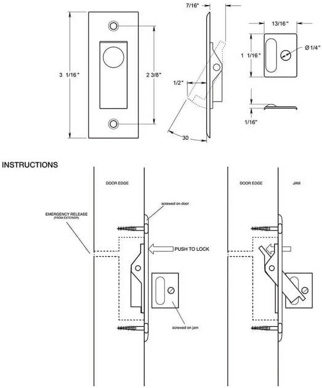Height Pocket Door Jamb Bolt Unlacquered Brass