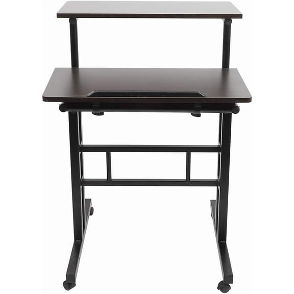 Height Stand Up Laptop Desk with Rollers, Writing Computer Desk for Home Office