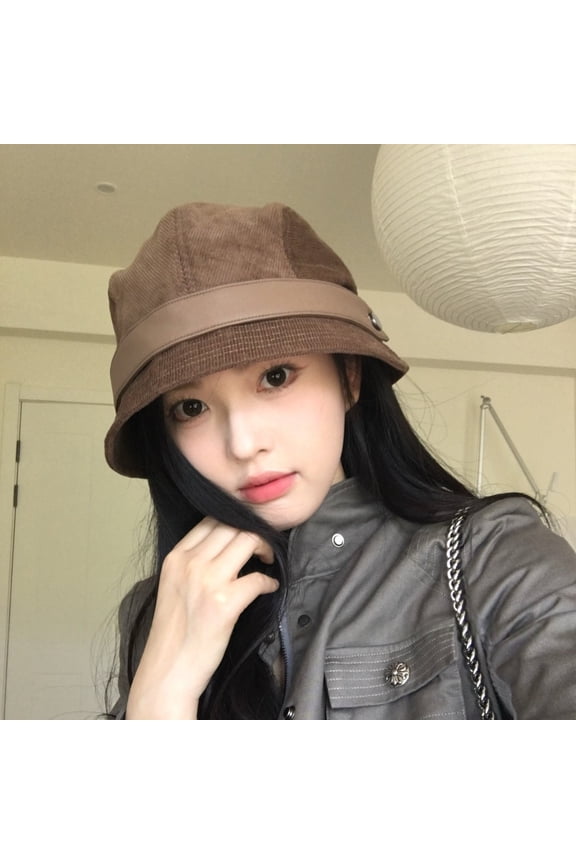Height Standard Visor Corduroy Fall Winter Wear Unisex Daily Casual Bucket Hat Fishing Cap