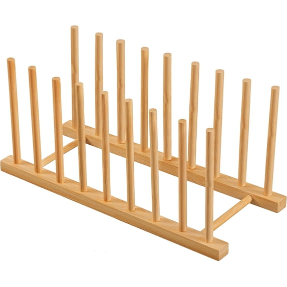 Heighten and Widen Bamboo Dish Dying Rack Pot Lid Plate Organizer ...