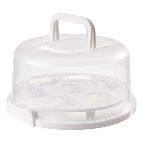 Heightened Cake Box with Double Handles and Cake Pad, Portable Food Container for Bakery, Large Capacity Cake Carrier, Reusable Pastry Storage Box, White