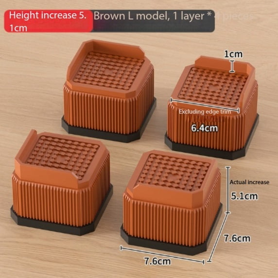 Heightening Bed Leg Pads - 4 Pack Bed Foot Risers for Increased Bed Height