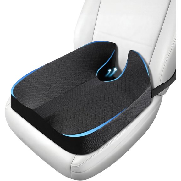 Heightening Car Seat Cushion for Car Seat Truck Driver for Broader Vision, Long Truck Seat Cushion Pressure Relief Cushion for Long Driving with Adjustable Strap Breathable Cover