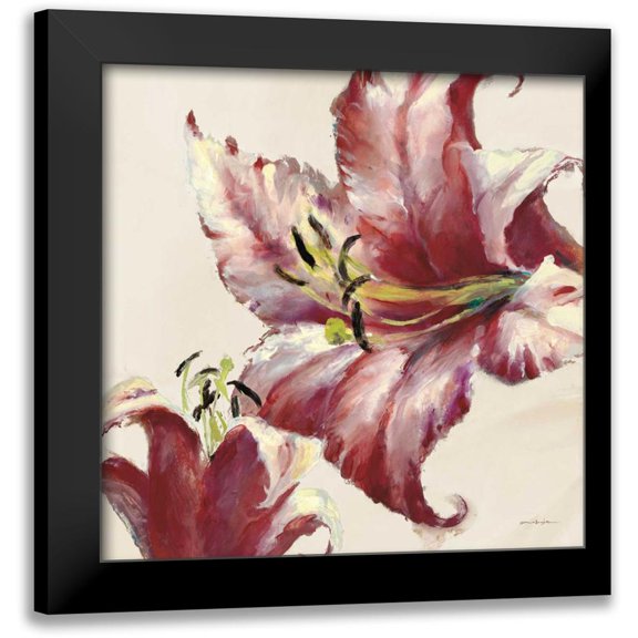 Heighton, Brent 12x12 Black Modern Framed Museum Art Print Titled - Blooming Lily On Cream