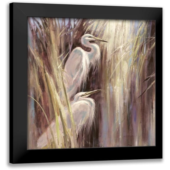 Heighton, Brent 12x12 Black Modern Framed Museum Art Print Titled - Seaside Egrets