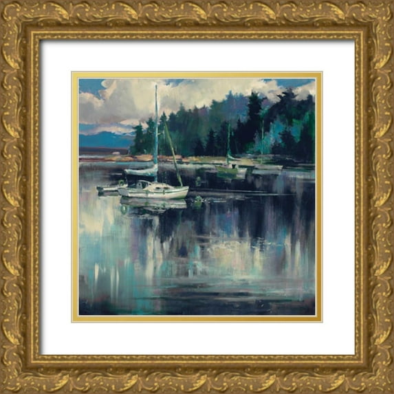 Heighton, Brent 12x12 Gold Ornate Wood Framed with Double Matting Museum Art Print Titled - Coastal Shoreline