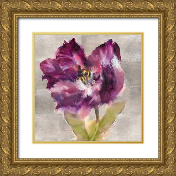 Heighton, Brent 12x12 Gold Ornate Wood Framed with Double Matting Museum Art Print Titled - Plum Flourish