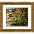 thumbnail image 1 of Heighton, Brent 13x12 Gold Ornate Wood Framed with Double Matting Museum Art Print Titled - Pond Iris, 1 of 4