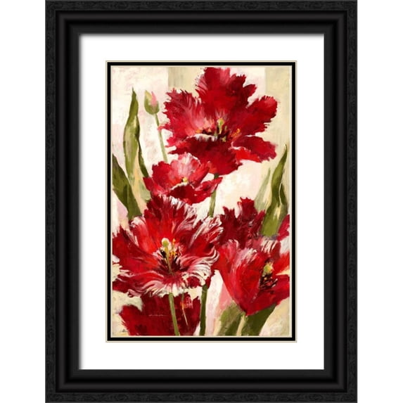 Heighton, Brent 13x18 Black Ornate Wood Framed with Double Matting Museum Art Print Titled - Jubilant Red Tulip