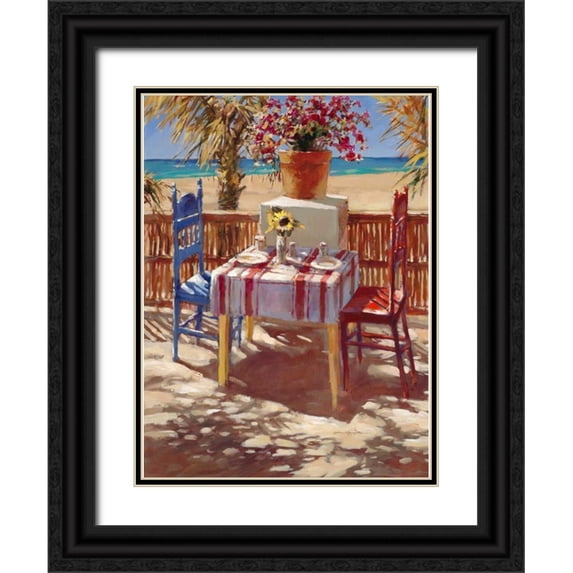 Heighton, Brent 14x18 Black Ornate Wood Framed with Double Matting Museum Art Print Titled - Seaside Cafe
