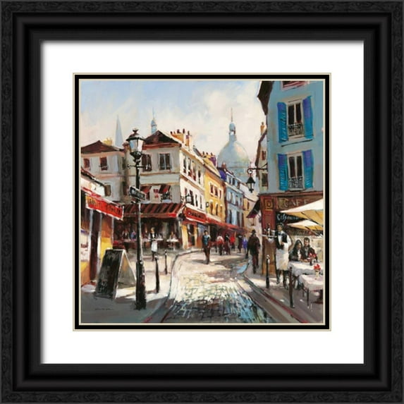 Heighton, Brent 26x26 Black Ornate Wood Framed with Double Matting Museum Art Print Titled - Cafe Stroll